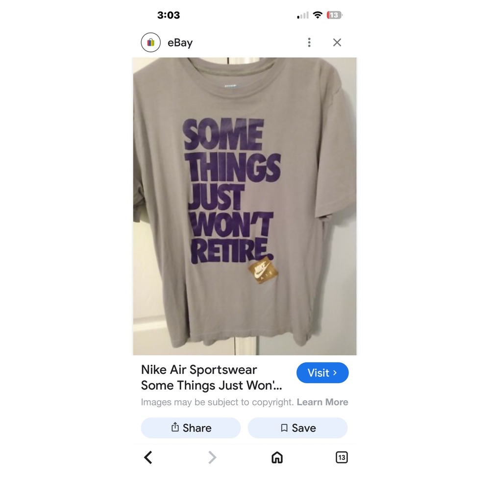 Nike Air Sportswear Some Things Just Won't Retire T-Shirt Men's Gray Purple